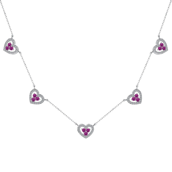 [STREET]Sparkling Five Heart Necklace