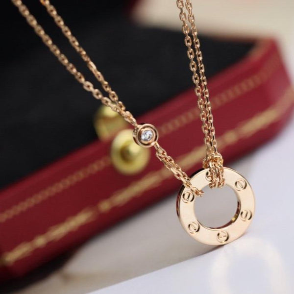 ˇStreet JewelryˇLOVE NECKLACE ADJUSTABLE ROSE GOLD 2 DIAMOND