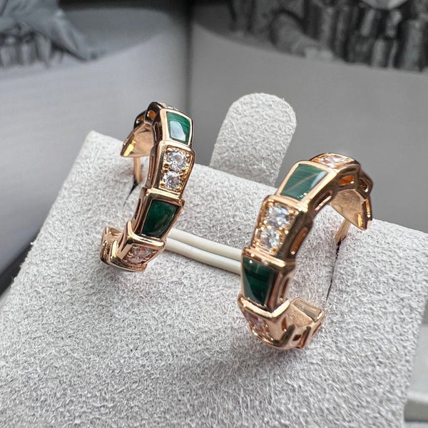 ˇStreet JewelryˇSERPENTI MALACHITE PINK GOLD EARRINGS