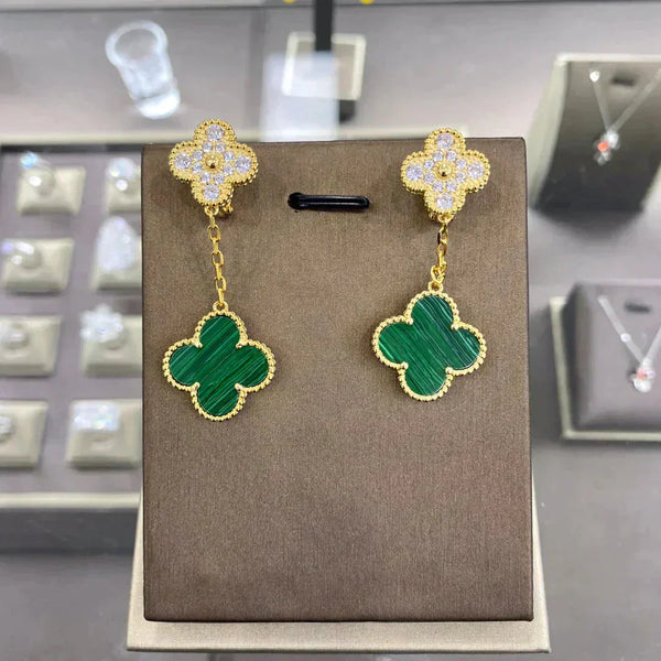 ˇStreet JewelryˇCLOVER  2 MOTIFS  DIAMOND  EARRINGS (MULTIPLE CHOICESç´