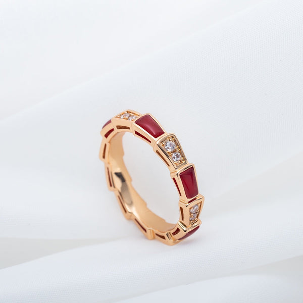 ˇStreet JewelryˇSERPENTI RING PINK GOLD CARNELIAN DIAMOND 3MM