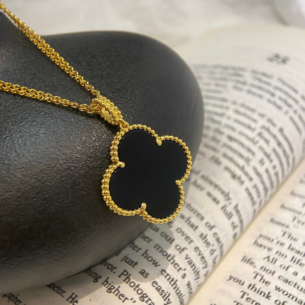 ˇStreet JewelryˇCLOVER 25MM NECKLACE GOLD ONYX