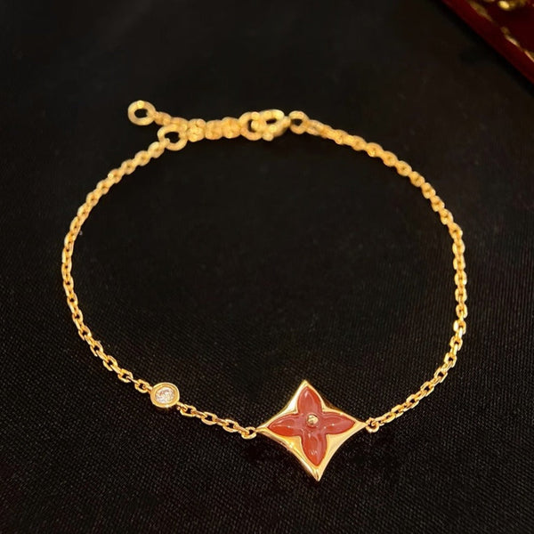 ˇStreet JewelryˇCOLOR STAR CARNELIAN PINK GOLD DIAMOND BRACELET