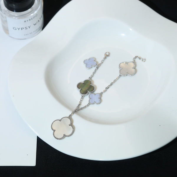ˇStreet JewelryˇCLOVER BRACELET 5 MOTIFS MOP CHALCEDONY