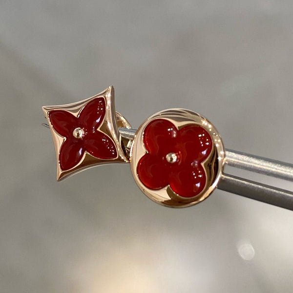 ˇStreet JewelryˇSTAR AND SUN PINK GOLD CARNELIAN STUD EARRINGS