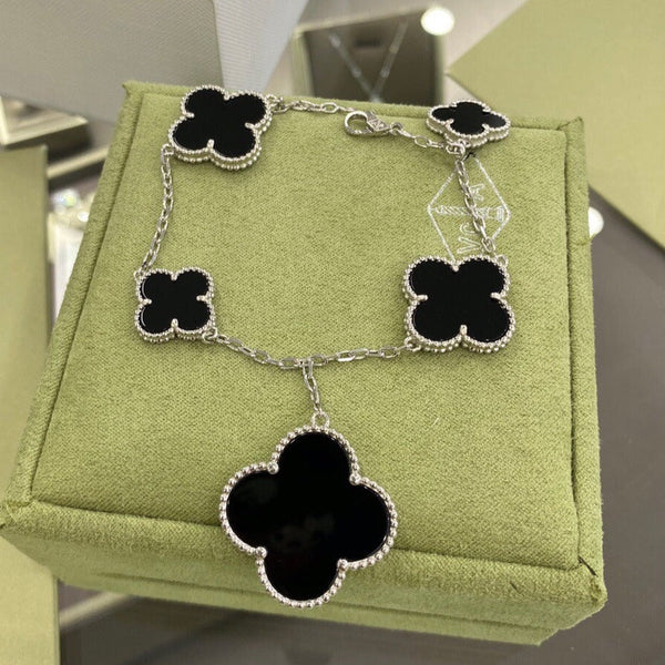 ˇStreet JewelryˇCLOVER 5 MOTIFS ONYX BRACELET