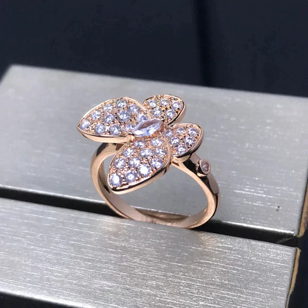 ˇStreet JewelryˇBUTTERFLY PINK GOLD DIAMOND RING