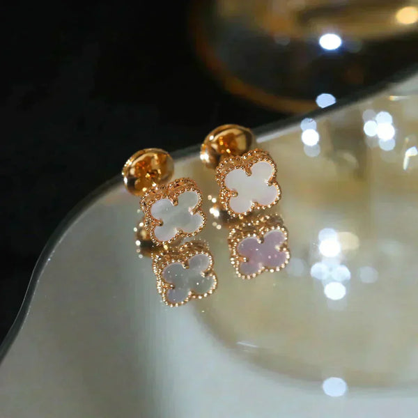 ˇStreet JewelryˇCLOVER MINI 9.5MM WHITE MOP EARRINGS