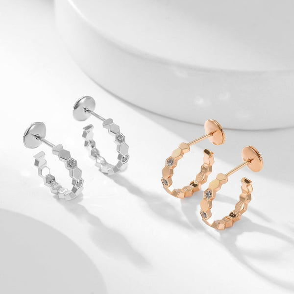 ˇStreet JewelryˇBEE LOVE DIAMOND HOOP EARRINGS