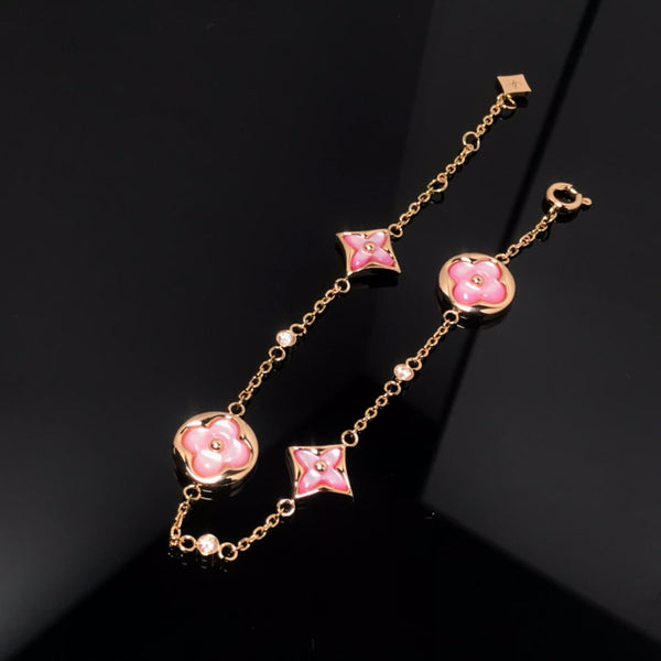 ˇStreet JewelryˇSTAR AND SUN 4 MOTIF PINK MOP PINK GOLD BRACELET