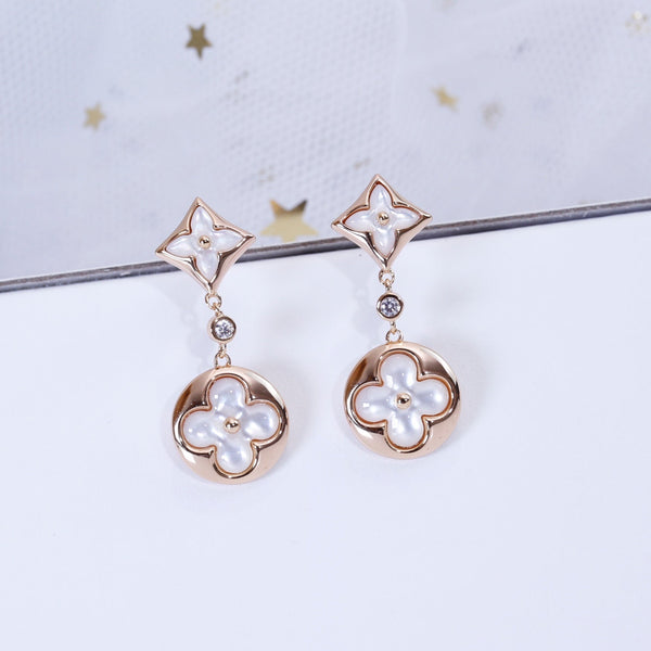 ˇStreet JewelryˇSTAR AND SUN PINK GOLD MOP DROP EARRINGS