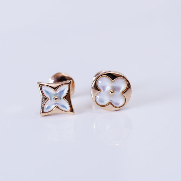 ˇStreet JewelryˇSTAR AND SUN PINK GOLD MOP STUD EARRINGS