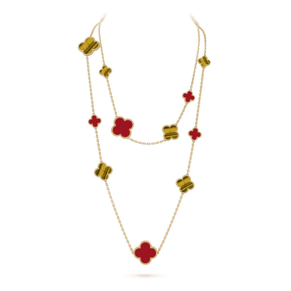 ˇStreet JewelryˇCLOVER 16 MOTIF CARNELIAN TIGER EYE ROSE GOLD NECKLACE