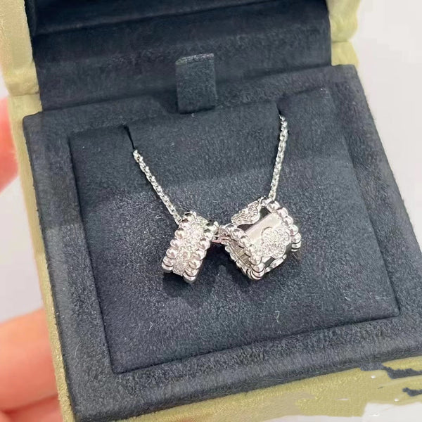 ˇStreet JewelryˇPERLEE DOUBLE PENDANT SILVER DIAMOND NECKLACE