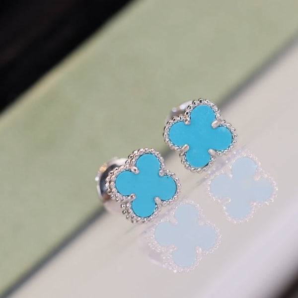 ˇStreet JewelryˇCLOVER MINI TURQUOISE SILVER STUD EARRINGS