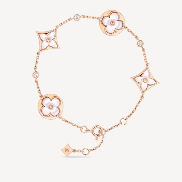 ˇStreet JewelryˇSTAR AND SUN 4 MOTIF WHITE MOP PINK GOLD BRACELET
