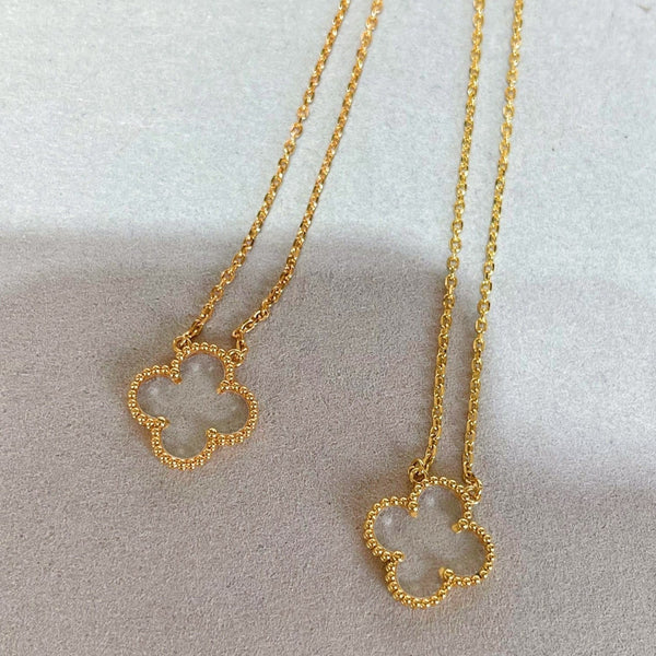 ˇStreet JewelryˇCLOVER ROCK CRYSTAL ROSE GOLD NECKLACE