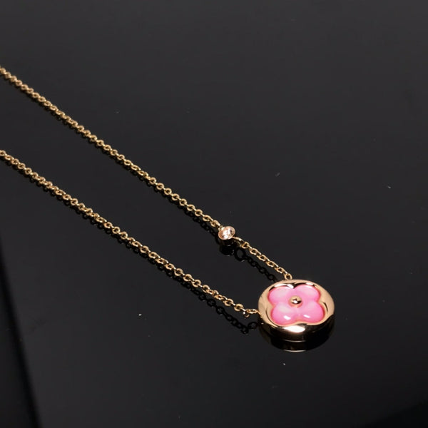 ˇStreet JewelryˇCOLOR BLOSSOM PINK MOP SUN GOLD NECKLACE