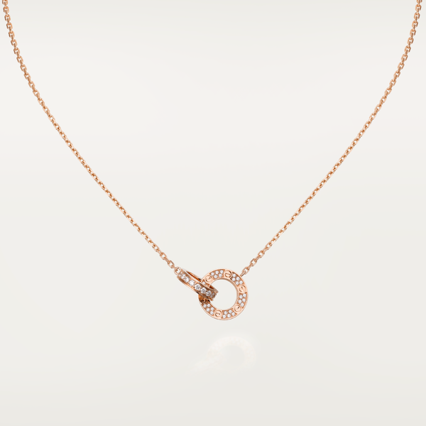 ˇStreet JewelryˇLOVE 7.6MM NECKLACE ROSE GOLD AND SILVER  FULL DIAMOND