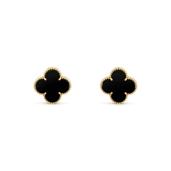 ˇStreet JewelryˇCLOVER MEDIUM 1 MOTIFS  ONYX STUD EARRINGS