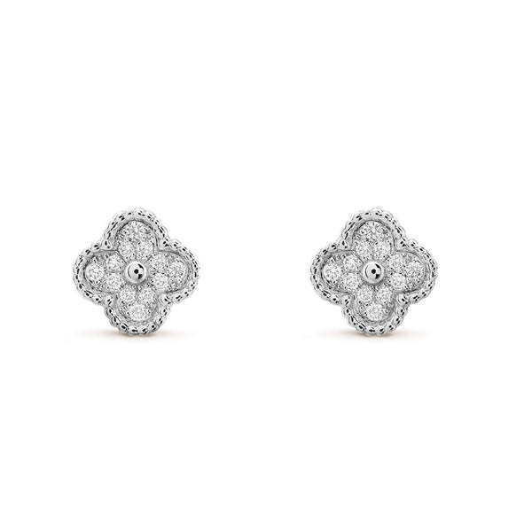 ˇStreet JewelryˇCLOVER MINI DIAMOND STUD EARRINGS
