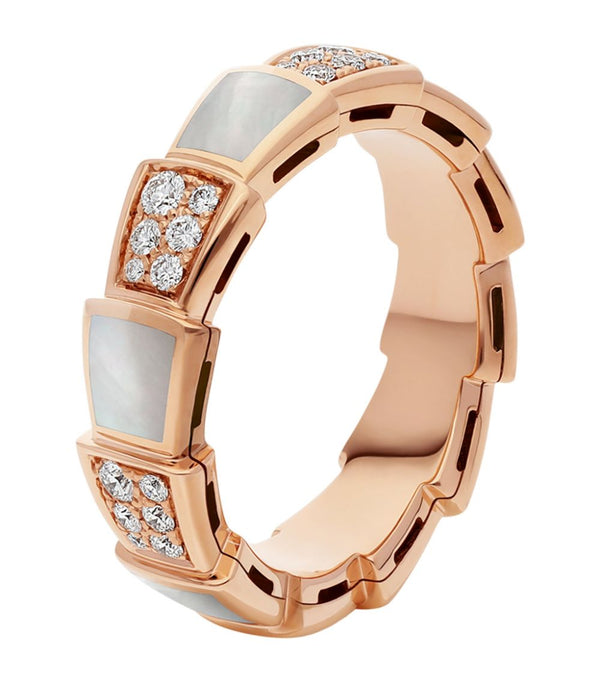 ˇStreet JewelryˇSERPENTI RING PINK GOLD MOP DIAMOND PAVED 4MM