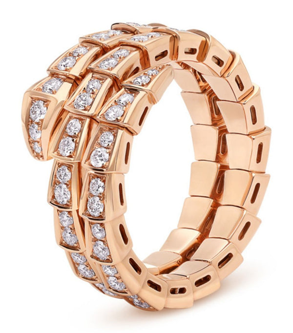 ˇStreet JewelryˇSERPENTI RING PINK GOLD DIAMOND DOUBLE ROW