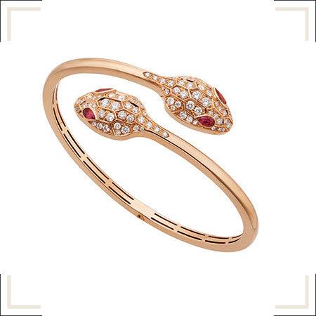 ˇStreet JewelryˇSERPENTI BRACELET PINK GOLD DIAMOND DOUBLE SNAKE