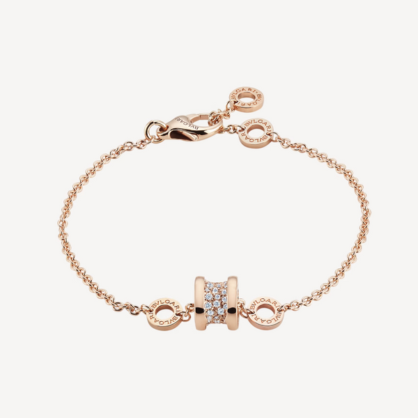 ˇStreet JewelryˇZERO 1 SOFT PINK GOLD WITH PAVED DIAMONDS ON THE SPIRAL BRACELET
