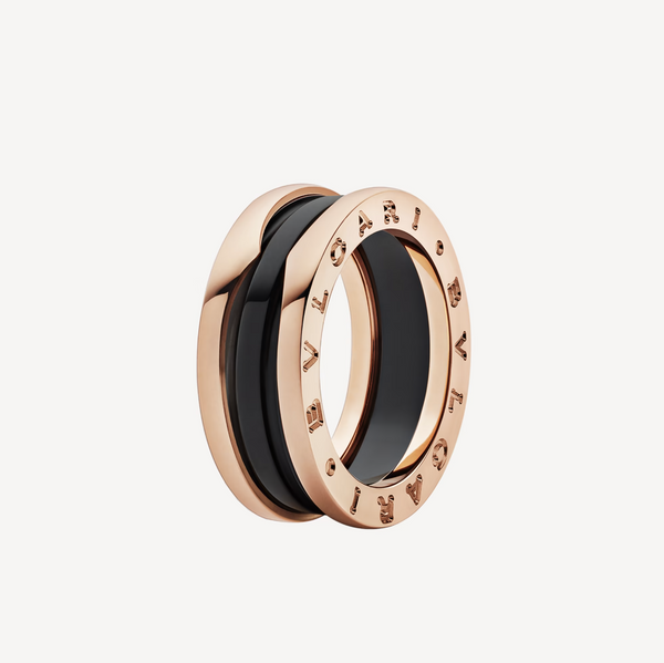ˇStreet JewelryˇZERO 1 TWO-BAND LOOPS AND BLACK CERAMIC PINK GOLD RING