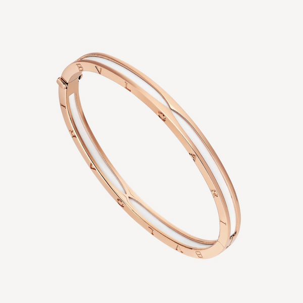 ˇStreet JewelryˇZERO 1 PINK GOLD WITH WHITE CERAMIC BRACELET