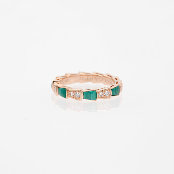 ˇStreet JewelryˇSERPENTI RING PINK GOLD MALACHITE DIAMOND 3MM