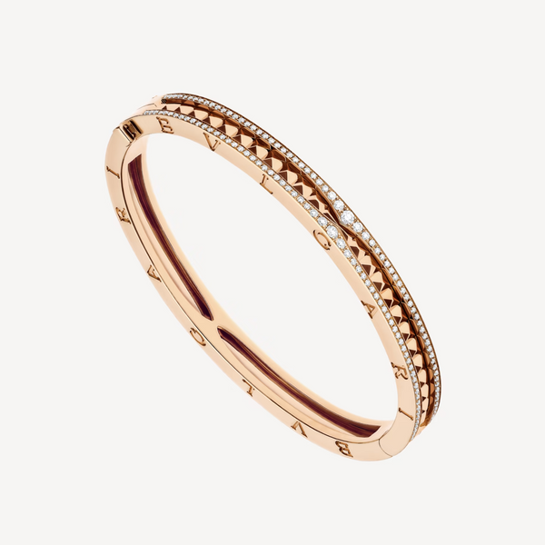 ˇStreet JewelryˇZERO 1 SPIRAL AND PAVED DIAMOND PINK GOLD BRACELET