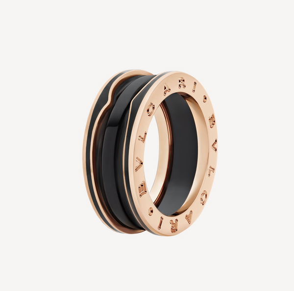 ˇStreet JewelryˇZERO 1 TWO-BAND WITH MATTE BLACK CERAMIC PINK GOLD RING