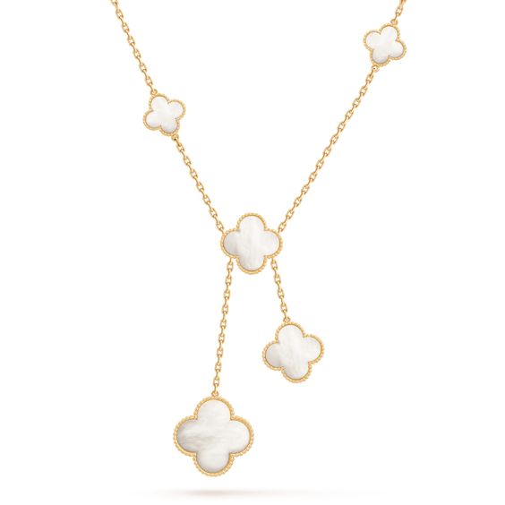 ˇStreet JewelryˇCLOVER MOTHER OF PEARL NECKLACE 6 MOTIF
