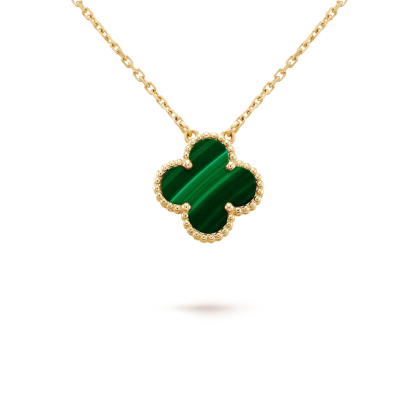 ˇStreet JewelryˇCLOVER 15MM MALACHITE SINGLE FLOWER  NECKLACE