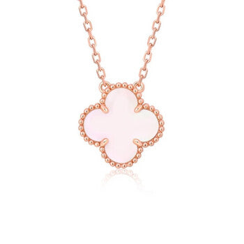 ˇStreet JewelryˇCLOVER 15MM PINK MOTHER-OF-PEARL SINGLE FLOWER NECKLACE