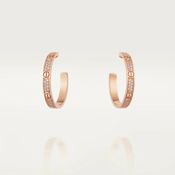 ˇStreet JewelryˇLOVE DIAMOND PINK GOLD HOOP EARRINGS