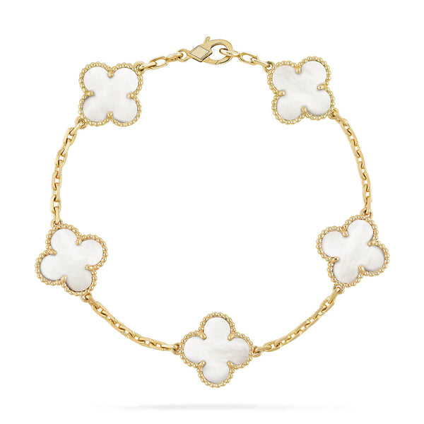 ˇStreet JewelryˇCLOVER  5 MOTIF WHITE MOP BRACELET