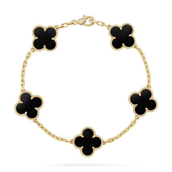 ˇStreet JewelryˇCLOVER  5 MOTIFS BLACK ONYX BRACELET