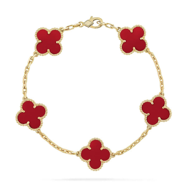 ˇStreet JewelryˇCLOVER 5 MOTIFS RED AGATE  BRACELET
