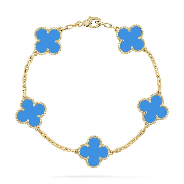 ˇStreet JewelryˇCLOVER 5 MOTIFS BLUE AGATE BRACELET