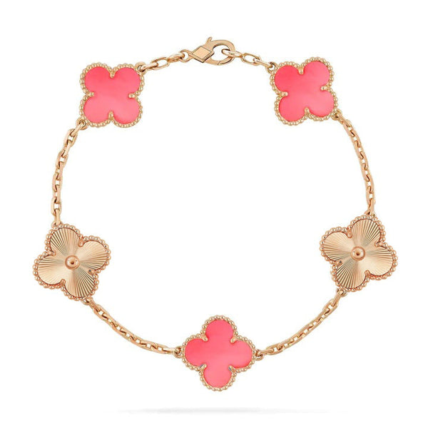 ˇStreet JewelryˇCLOVER BRACELET 5 MOTIF PINK AND ROSE GOLD