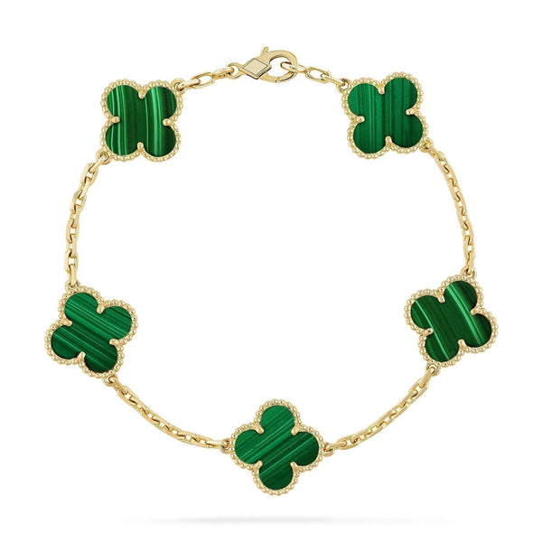 ˇStreet JewelryˇCLOVER 5 MOTIFS MALACHITE BRACELET