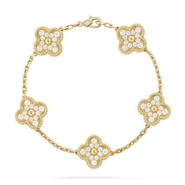 ˇStreet JewelryˇCLOVER 5 MOTIFS  FULL DIAMOND BRACELET