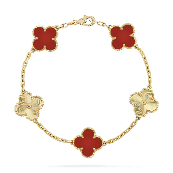 ˇStreet JewelryˇCLOVER  5 MOTIFS CARNELIAN GOLD BRACELET