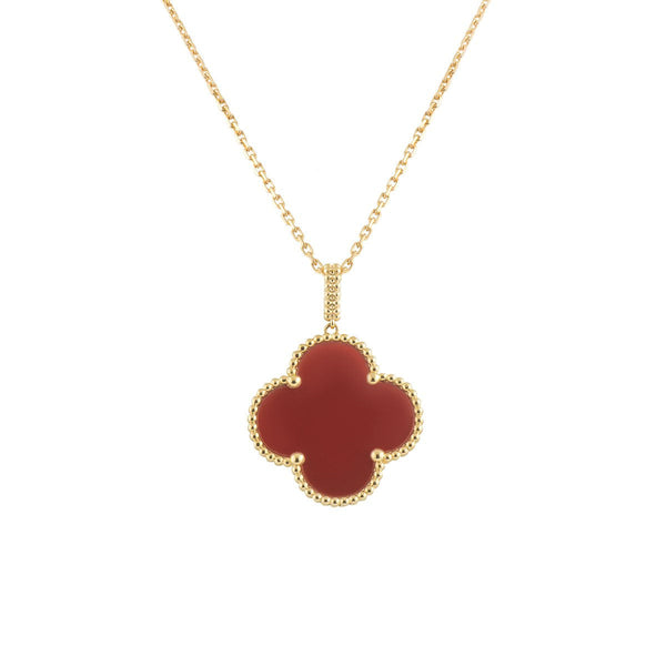 ˇStreet JewelryˇCLOVER 25MM NECKLACE GOLD CARNELIAN