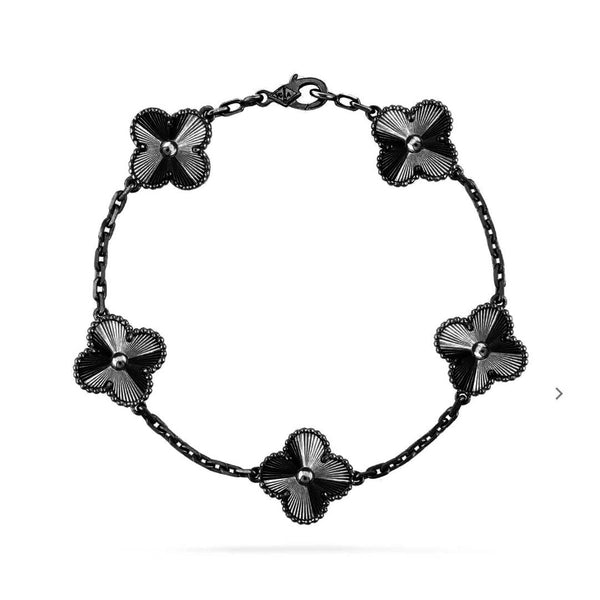 ˇStreet JewelryˇCLOVER 5 MOTIF BLACK BRACELET