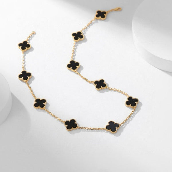 ˇStreet JewelryˇCLOVER 10 MOTIFS ONYX NECKLACE