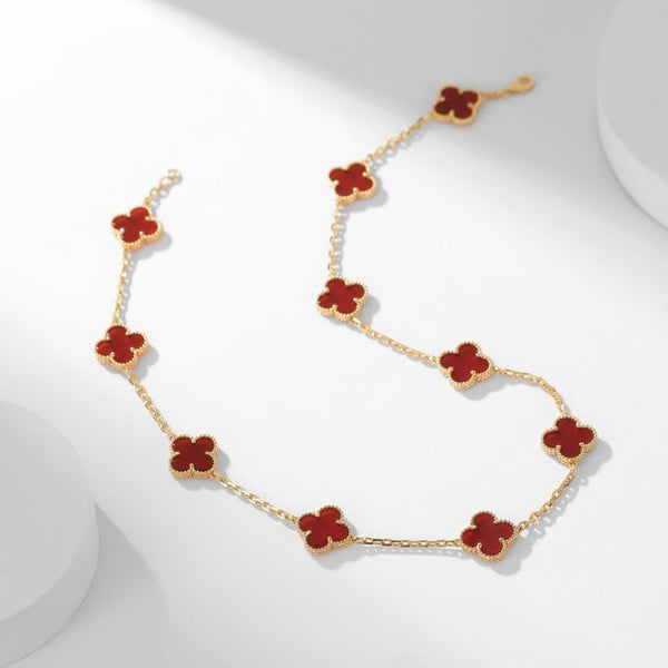 ˇStreet JewelryˇCLOVER 10 MOTIFS CARNELIAN NECKLACE